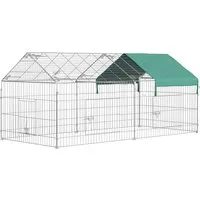 pawhut clôture pour petits animaux cage pour animaux domestiques cadre en métal galvanisé 4 piquets de sol inclus 220 x 103 x 103 cm argent et vert