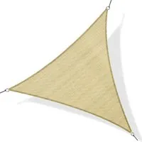 outsunny voile d'ombrage triangulaire toile ombrage imperméable grande taille 4 x 4 x 4 m polyéthylène haute densité résistant aux uv coloris sable