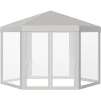 outsunny tonnelle barnum tente de réception hexagonale 10 m² style cosy métal polyester imperméabilisé surface env. 10 m² crème