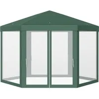 outsunny tonnelle barnum tente de réception hexagonale 10 m² style cosy métal polyester imperméabilisé surface env. 10 m² vert blanc