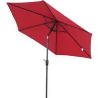 outsunny parasol inclinable de jardin balcon terrasse manivelle toile polyester imperméable 180 g/m² alu ø 2,7 x 2,35 m rouge