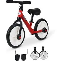 homcom vélo enfant draisienne 2 en 1 roulettes et pédales amovibles roues 11" hauteur selle réglable acier rouge aosom france