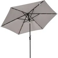 outsunny parasol inclinable en acier rond polyester éclairage led ø 2,68 x 2,4h m gris