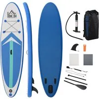 homcom stand up paddle gonflable surf planche de paddle pour adulte pvc eva 320l x 80l x 15h cm blanc bleu vert charge max. 140 kg