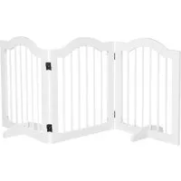 pawhut barrière de sécurité barrière modulable pliable pour animaux de compagnie avec pied de support mdf bois massif 154,5 x 61 cm blanc