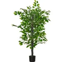 homcom arbre artificiel ficus plante artificielle hauteur 135 cm 756 feuilles réalistes pot inclus noir vert