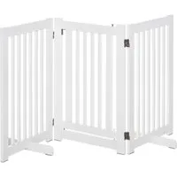 pawhut barrière modulable pliable barrière de sécurité avec porte verrouillable intégrée dim. 155l x 35,5l x 76h cm mdf blanc