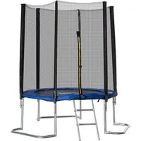 homcom trampoline pour enfant ø 223 cm avec filet de sécurité, échelle et porte zippée - usage extérieur intérieur - bleu
