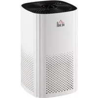 homcom purificateur d'air avec filtres 3 couches hepa, ioniseur, 4 vitesses, minuterie, mode veille silencieux 25w couverture 24 m²