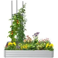 outsunny carré potager jardinière rectangulaire en métal avec tuteurs pour tomates et plantes grimpantes 180 x 90 x 29,5 cm   aosom france
