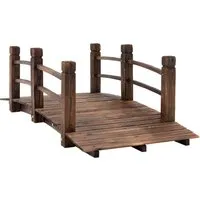 outsunny pont de jardin décoration extérieure pont de bassin passerelle en bois 152,5 x 67 x 48 cm bois de sapin carbonisé