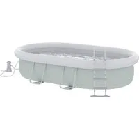 outsunny piscine rectangulaire hors sol avec structure en acier pompe de filtration échelle bâche 540 x 304 x 106 cm gris   aosom france