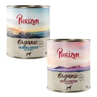 purizon organic bio 6 x 800 g - lot mixte : 3 x canard & poulet, 3 x saumon & poulet