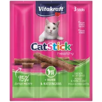 vitakraft catstick healthy au poulet & herbe à chat pour chats 5 x 3 bâtonnets