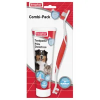 beaphar combipack dentifrice et brosse à dents pour chien et chat paquet combi