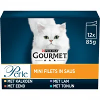 gourmet perle mini filet en sauce - dinde/canard/thon/agneau aliments paté pour chats sachets 85 g 4 x (12 x 85 g)