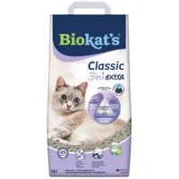 litière pour chat biokat&apos;s classic 3 in 1 extra 2 x 14 litres