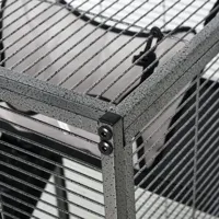 pawhut cage pour petits animaux portable avec 2 portes hamac métal pp 52 x 52 x 113,5 cm gris