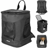cadoca - sac à dos pour animaux domestiques 12 kg avec poches latérales laisse incluse sac de transport chien chat rongeur noir