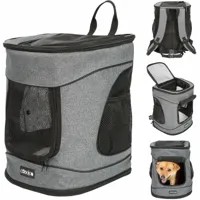cadoca - sac à dos pour animaux domestiques 12 kg avec poches latérales laisse incluse sac de transport chien chat rongeur gris