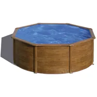 piscine acier aspect bois sicilia ronde 3,70 x 1,22 m - gré