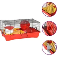 vidaxl - cage pour hamsters rouge 58x32x36 cm polypropylène et métal