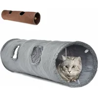 tunnel pour chat jouet pliable avec 2 trous pour chatons lapins cochons d'inde furet dia 130x30cm marron
