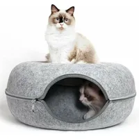 tunnel de chat tunnel de feutre jouet pour chat lit de chat nid de chat feutre design rond grotte de chat pour petits animaux, lapins, chatons,