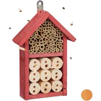 hôtel à insectes kit assembler refuge insecte abeille abri coccinelle maison à insectes, 26 x 16 x 6 cm, rouge - relaxdays