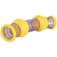 tunnel violet et jaune ø 7.5 x 27.5 cm pour rongeur hamster flamingo pet products - jaune