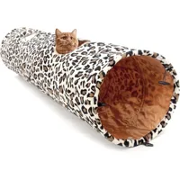 gabrielle - tunnel chat pliable avec 2 trous et boule pour chats chatons lapins cochon d'inde 12025cm beige