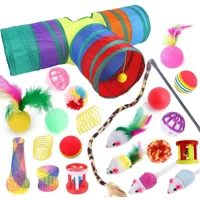 jusch - ensemble de jouets pour chat 22 pièces plus tunnel multicolore
