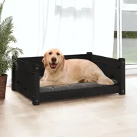 maison du'monde - lit pour chien noir 75,5x55,5x28 cm bois de pin