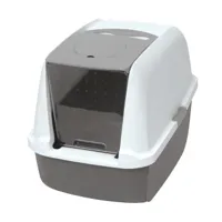 catit toilettes pour chat avec couvercle et système de filtration airsift, gris