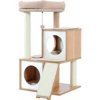 arbre à chat en bois arbre a chat sisal griffoirs pour chat meubles pour chaton avec grotte pour chat playhouse jouet pour chat beige