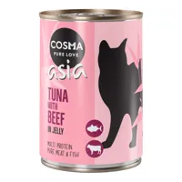 lot cosma asia en gelée 12 x 400 g pour chat - thon, bœuf