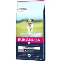 lots économiques eukanuba - grain free puppy small / medium breed avec du saumon (2 x 12 kg)