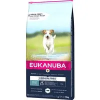 lots économiques eukanuba - grain free adult small / medium breed avec du saumon (2 x 12 kg)