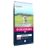 lots économiques eukanuba - grain free puppy large breed agneau (2 x 12 kg)
