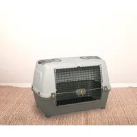 cage de transport rigide pour chiens ou chats en polypropylène, cage portable avec tapis, 100% made in italy, 99x60h68 cm, couleur grise