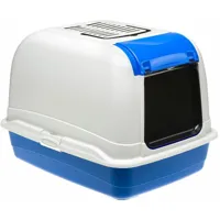 maxi bella cabrio box toilette pour chats de grande taille avec toit ouvrant.. variante maxi bella cabrio - mesures: 50 x 65.5 x h 47 cm - bleu