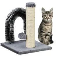 relaxdays arche pour chat avec griffoir, 2 en 1, arbre en sisal, soin du pelage et jeu, arc de massage, 37x30x30, gris
