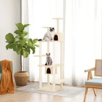arbre à chat avec griffoirs en sisal crème 176 cm