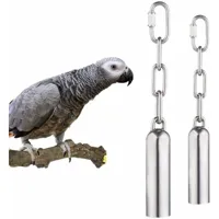jouets de cloche en acier inoxydable pour les perroquets 2 pcs, jouet de clochettes en acier inoxydable avec un son doux pour perroquet macaw