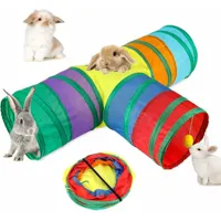 l&h-cfcahl - tunnel pour lapin pliable cachette pour lapin à 3 voies petit jouet tunnel d'activité animale pour lapins nains lapins cochons d'inde