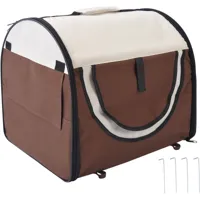 pawhut - sac de transport chien caisse pliable chien avec coussin amovible - marron