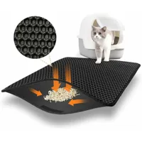 tapis litiere chat pour bac à litière chat et toilette chat, katzenstreu matte 60x45 cm, imperméable non toxique tapis de litière pour chat, double