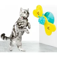 fei yu - moulin à vent jouet pour chat avec herbe à chat et taquineries jouet interactif pour chat gratter chatouiller brosse à cheveux nettoyer les