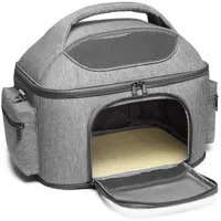 sac de transport pour chat, sac à main avec bandoulière pour chat chaton petit chien lapin animal de compagnie, gris
