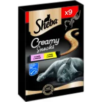 sheba sachets creamy snacks 7 x 9 x 12 g poulet et saumon